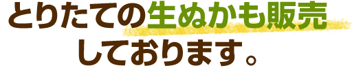 とれたての生ぬかも販売しております。